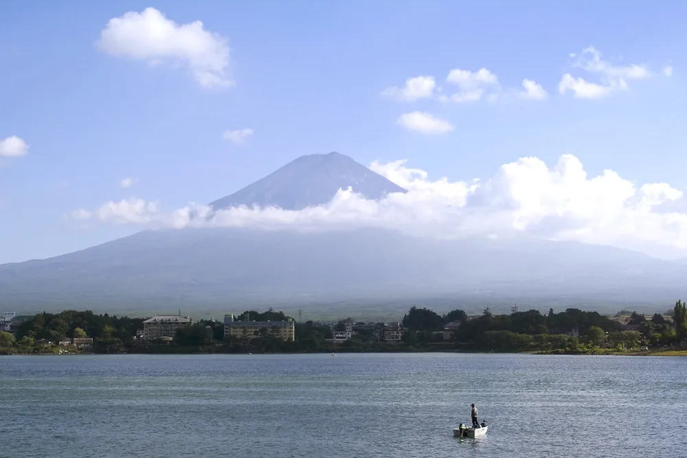 Mount Fuji over the lake